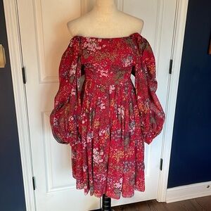 Vintage Jack Fuller Boho Floral Dress Drop Sleeves